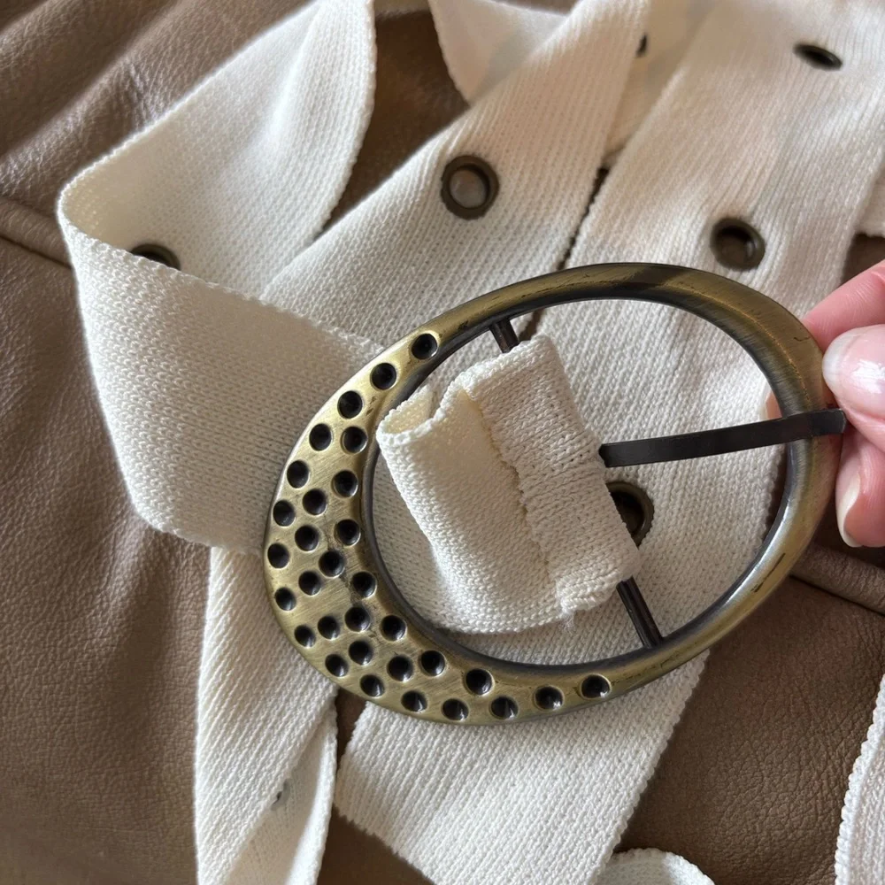 VINTAGE Y2K Belt Cream Beige Fabric.NO BRAND NO SIZE TAG.Festival Cowgirl‎ Boho